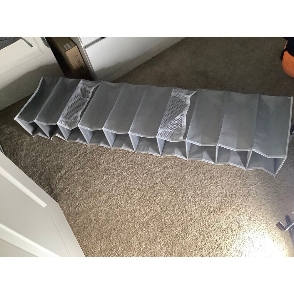 Grey and White Closet Shoe Organizer - Fits 10 Pairs